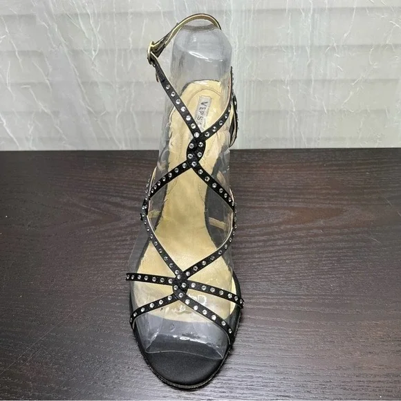 Versace Black rhinestone embellished heels 38/7 - Picture 2 of 12